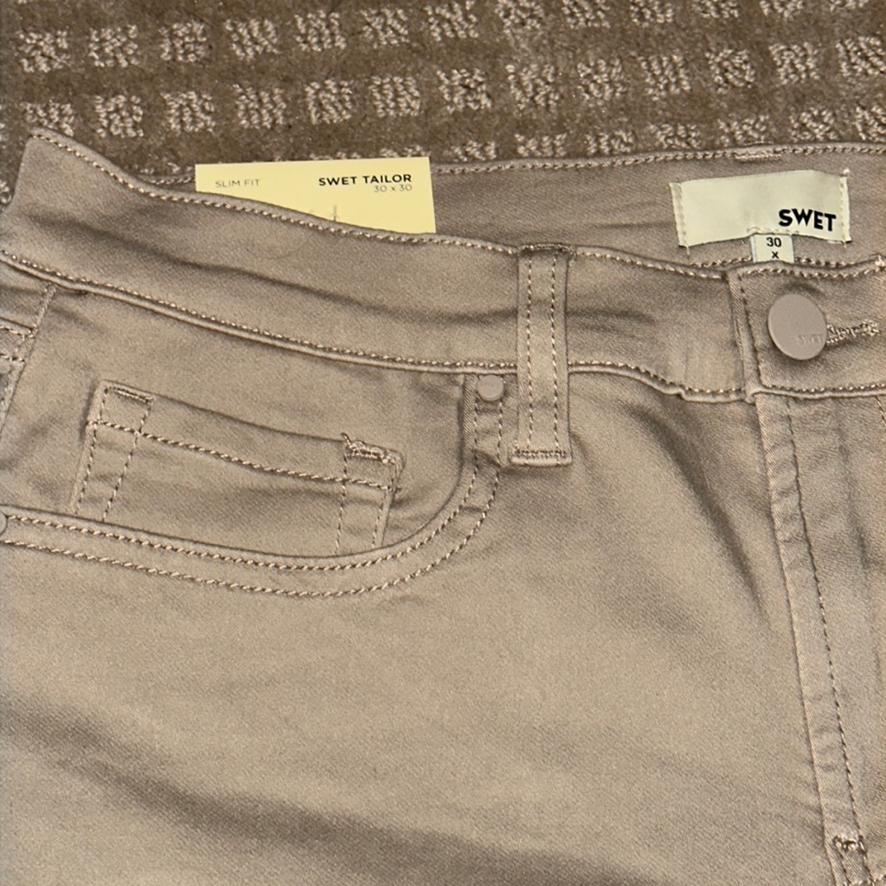 NEW Swet Tailor Duo Pants True Khaki size 30x30 slim fit - Picture 4 of 16
